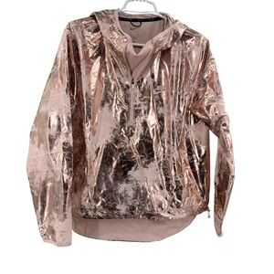 Nike Metallic Foil rose gold Pink half zip pullover Jacket running lightweight L
